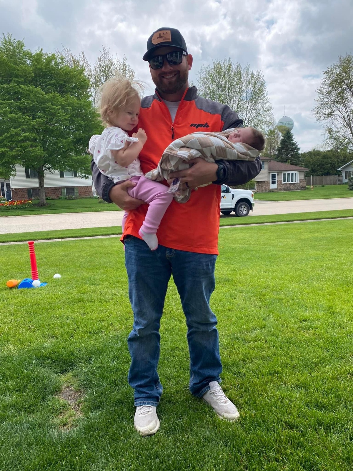 The girls and their dad, Blake