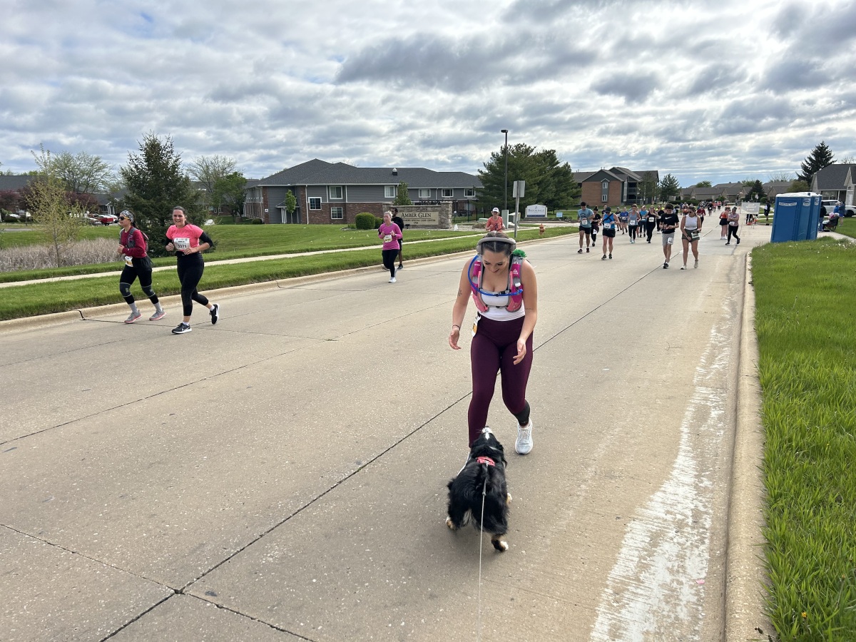 Tulah cheering me on during my marathon