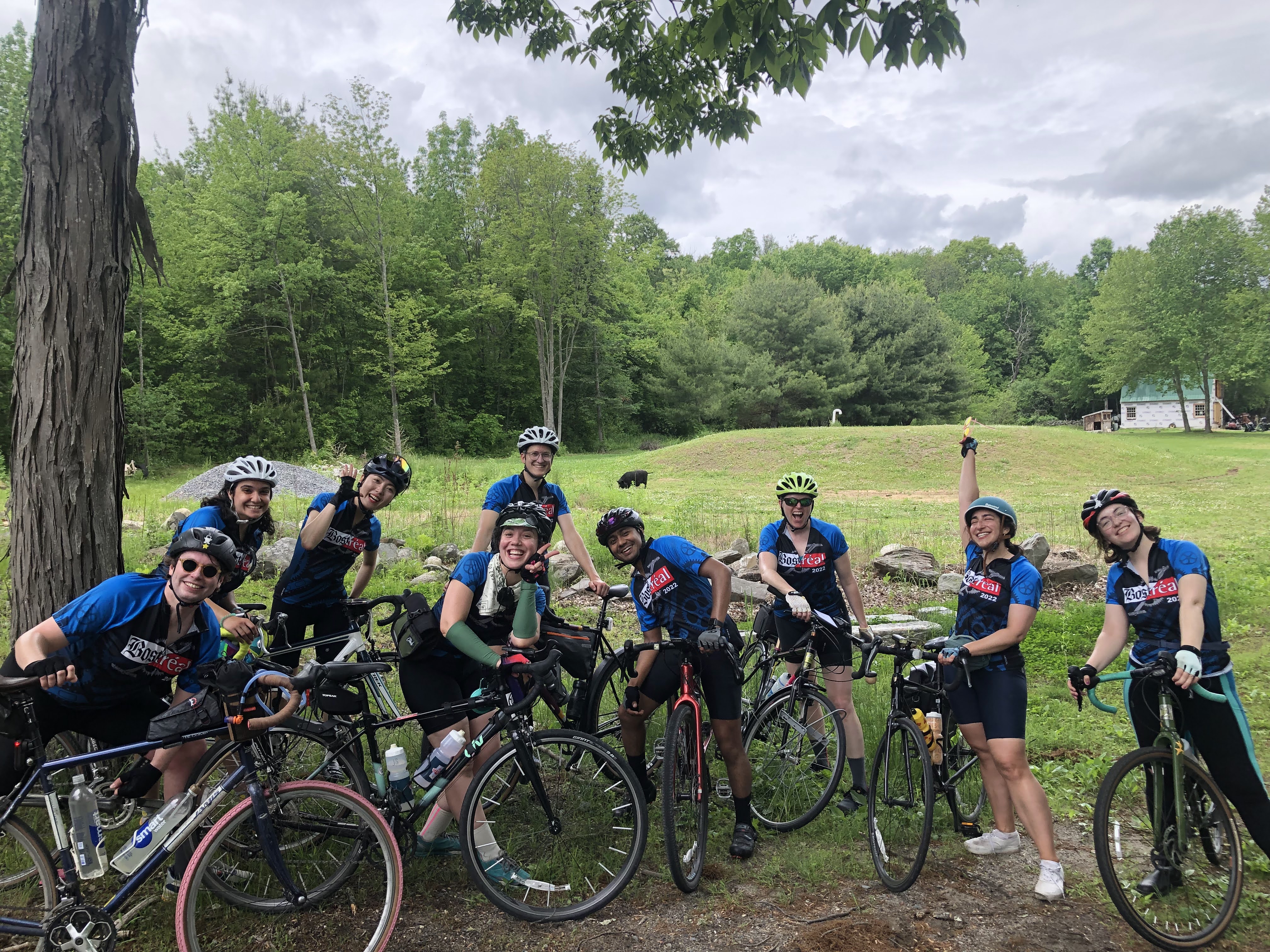 Bos/treal 2022 team meets Shasta the pig :)