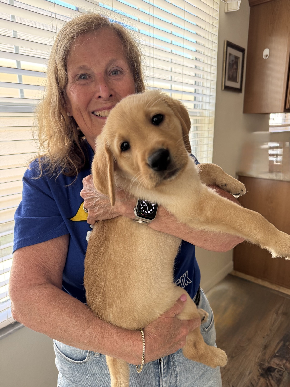 Me with future service dog, Hobey--named after my son's first pet dog!