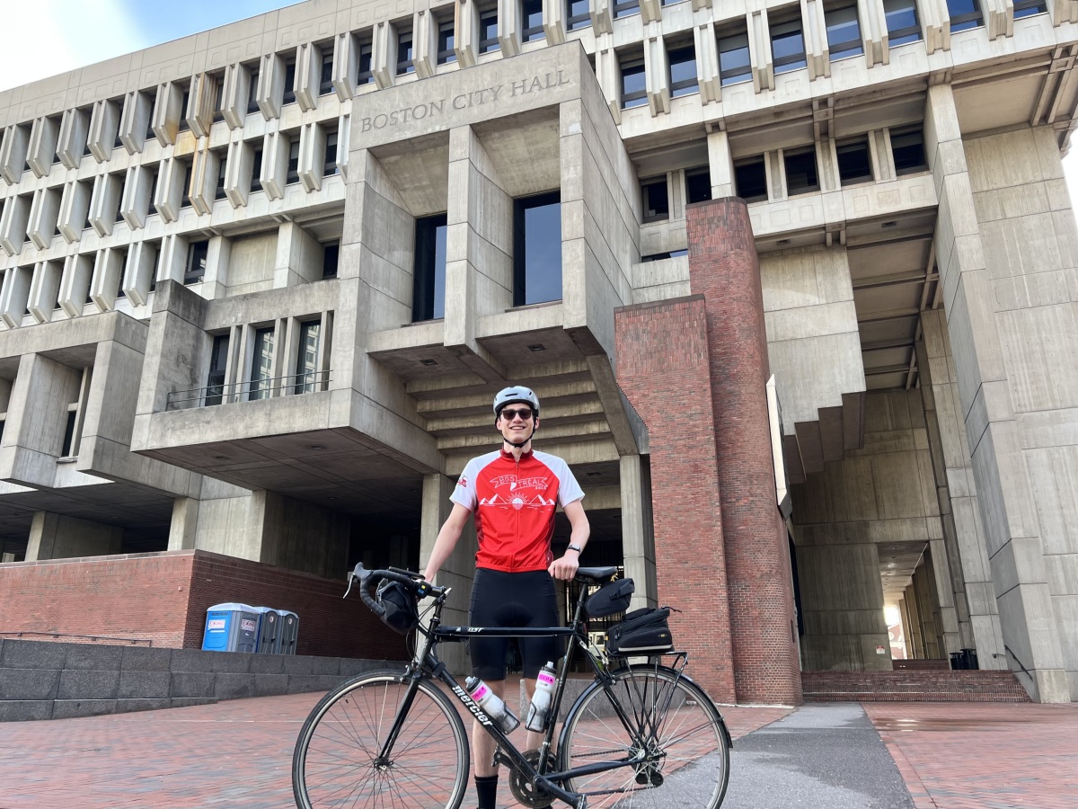 Me at the beginning of Bos/treal in 2025 in front of Boston city hall