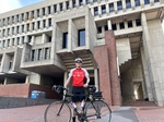 Me at the beginning of Bos/treal in 2025 in front of Boston city hall