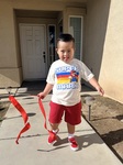 He loves ribbons & streamers!