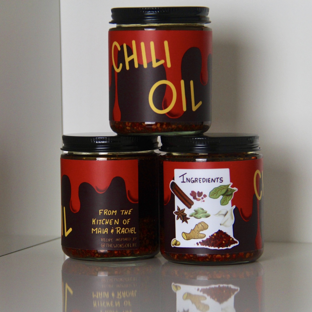 I made chili oil and my partner designed the label. We will make a new batch for you!