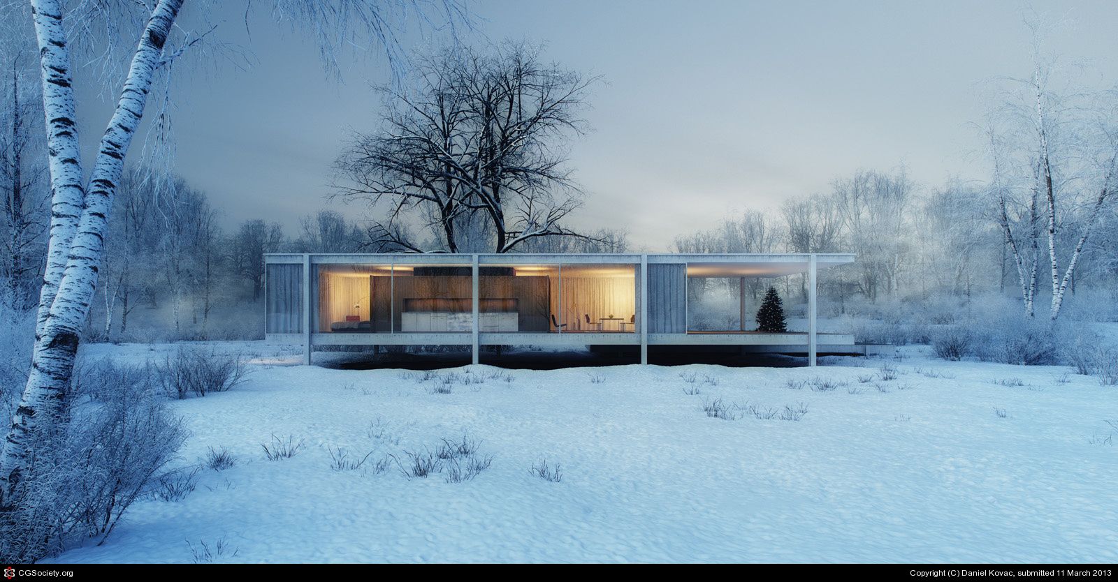 Farnsworth House in Winter