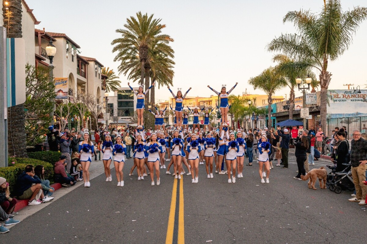 Fountain Valley High School cheer team during parade. 