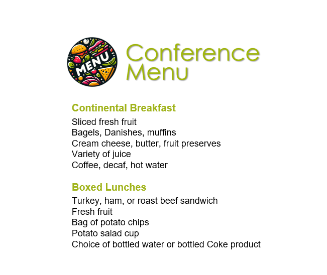Conference Menu