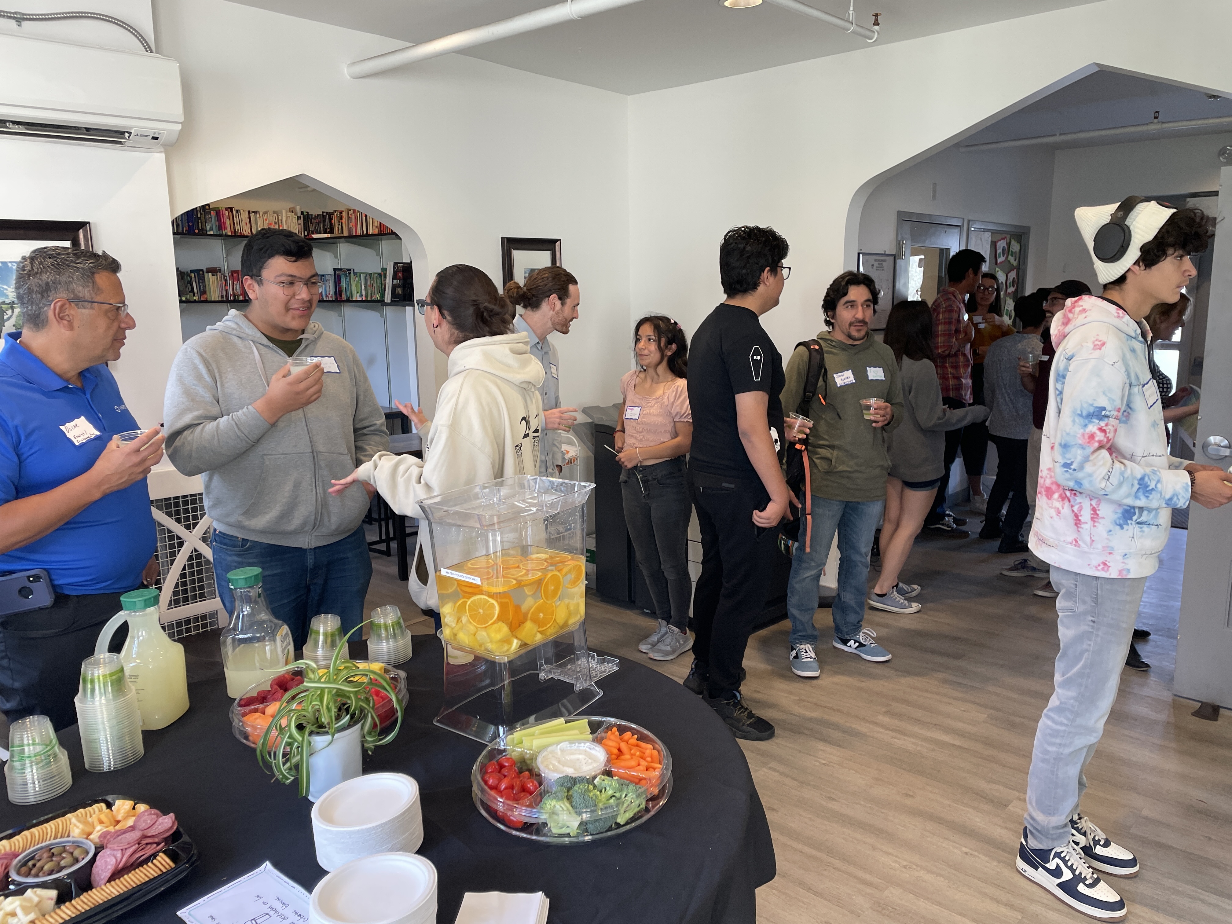 Students network with volunteers during career week