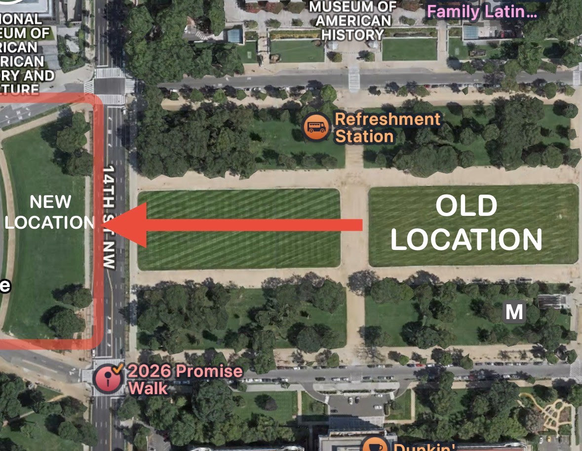 IMPORTANT UPDATE!! Due to a matter of national security, our walk site has moved just across the street.
