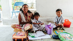 School fee loan client with daughter and son, India