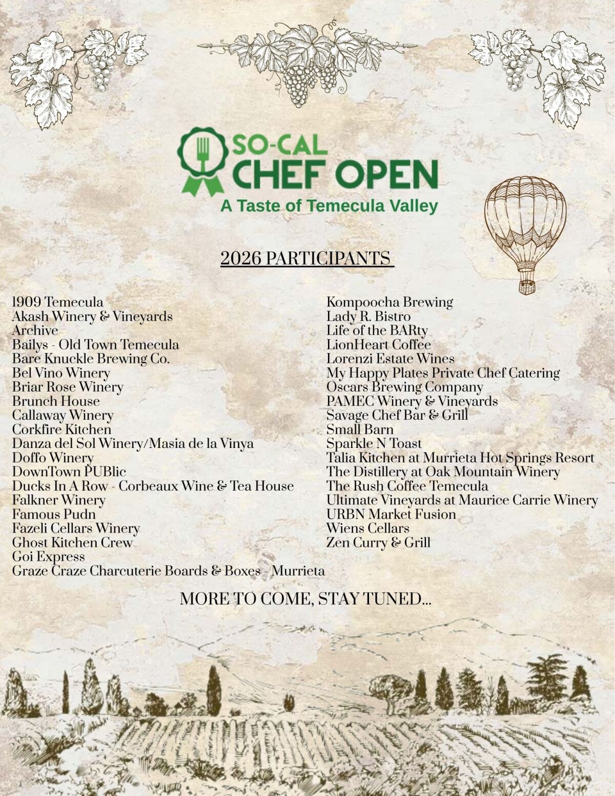 2026 SoCal Chef Open Participants