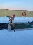 Gerri takes the 2024 Can Geo Polar Plunge into Great Slave Lake, Northwest Territories.