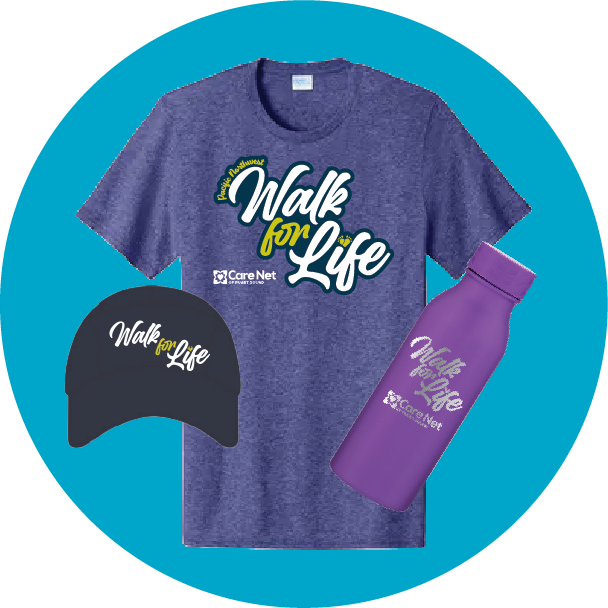 Raise $1,000 and score a PNW Walk for Life T-shirt, a trucker and a water bottle.