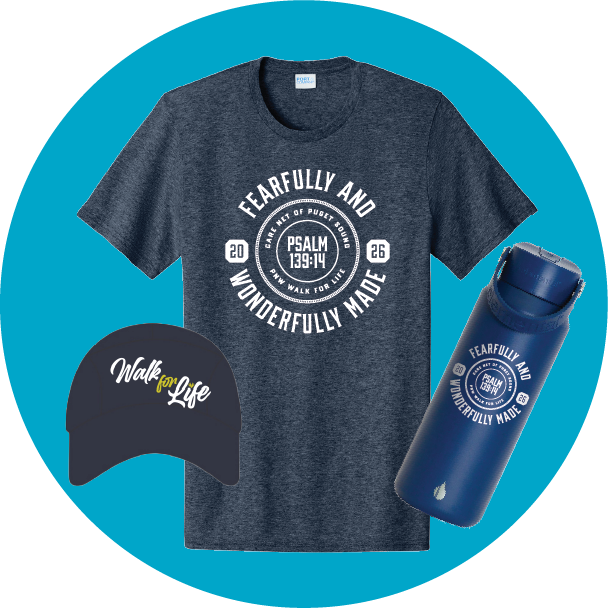 Raise $1,000 and score a PNW Walk for Life T-shirt, a trucker and a water bottle.