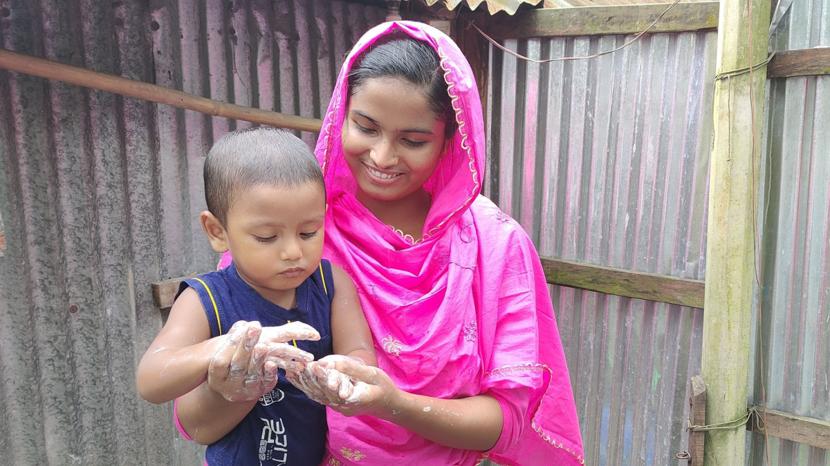 Sabikunnahar with her son, health leader, Bangladesh