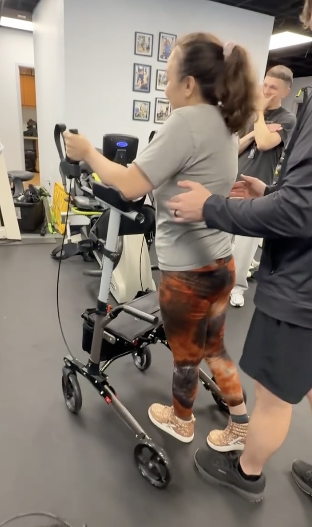 A year ago, this type of walker was dangerous for Schuyler to use! Now look at her!