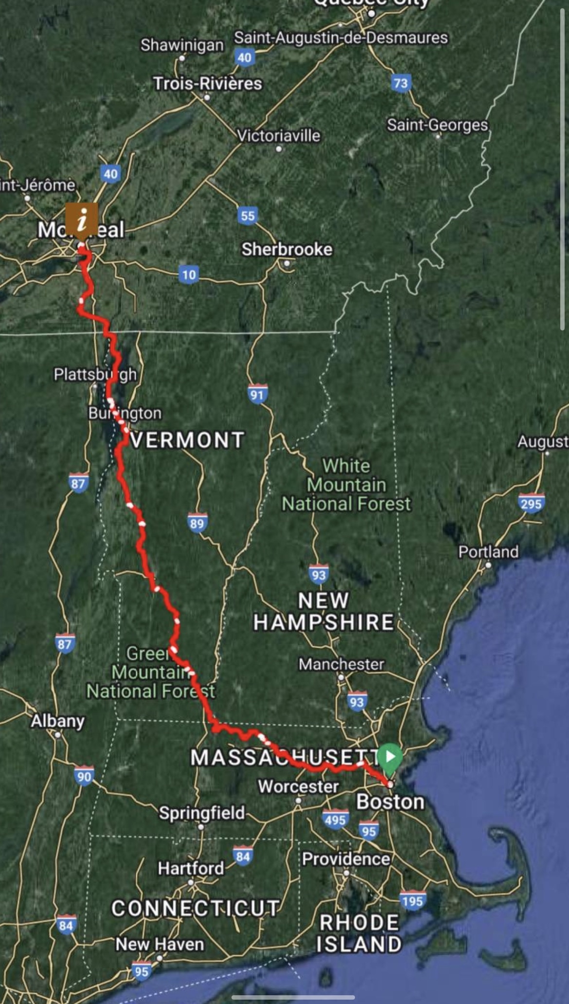 The entire ~400 mile route