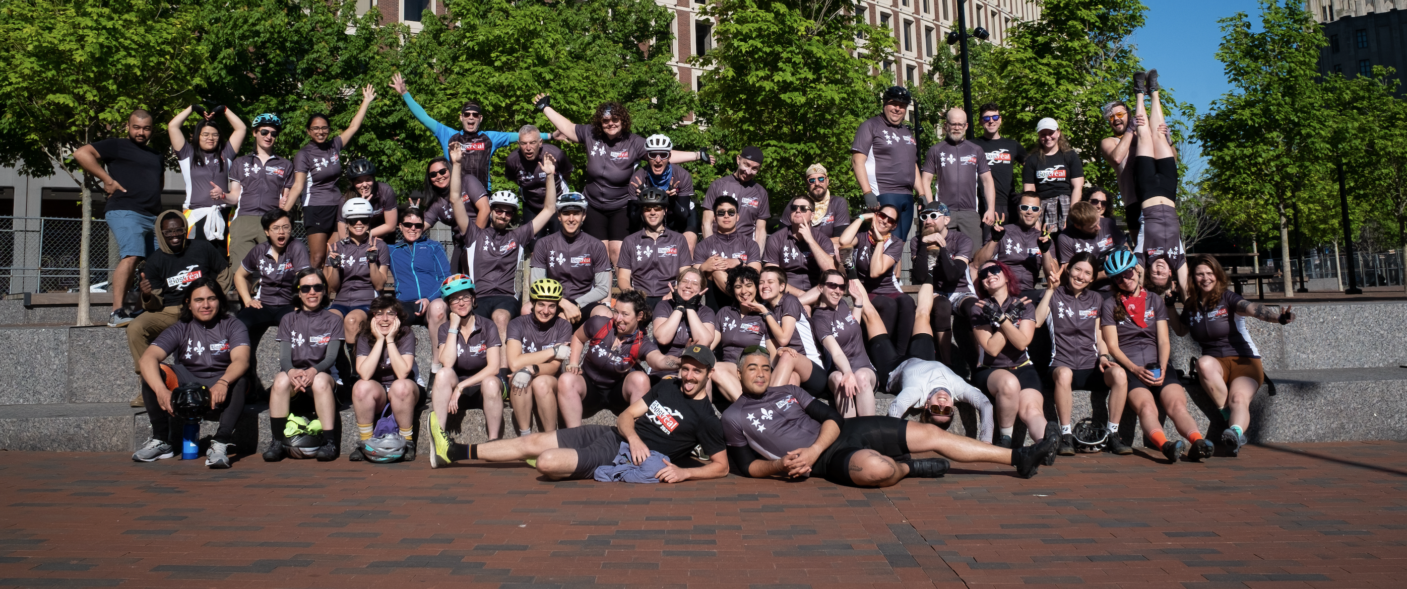 Group Photo at Boston City Hall Plaza Right Before Setting Off