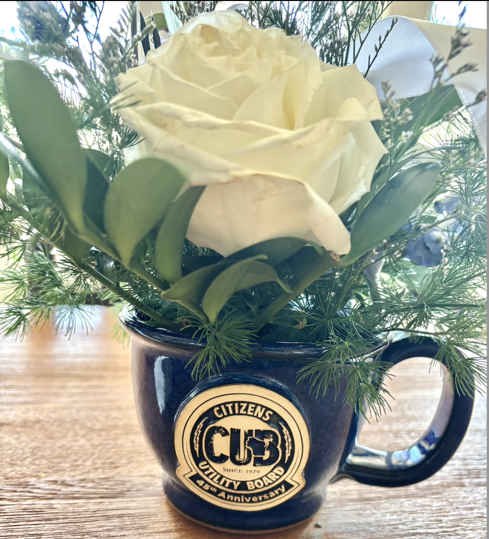 CUB 45th Anniversary Mug w/ flowers from celebration event 