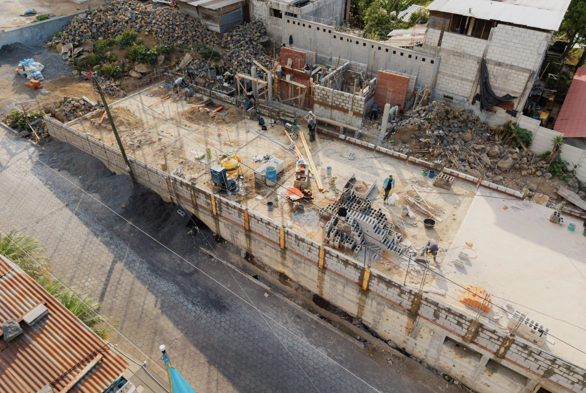 Foundation being laid.