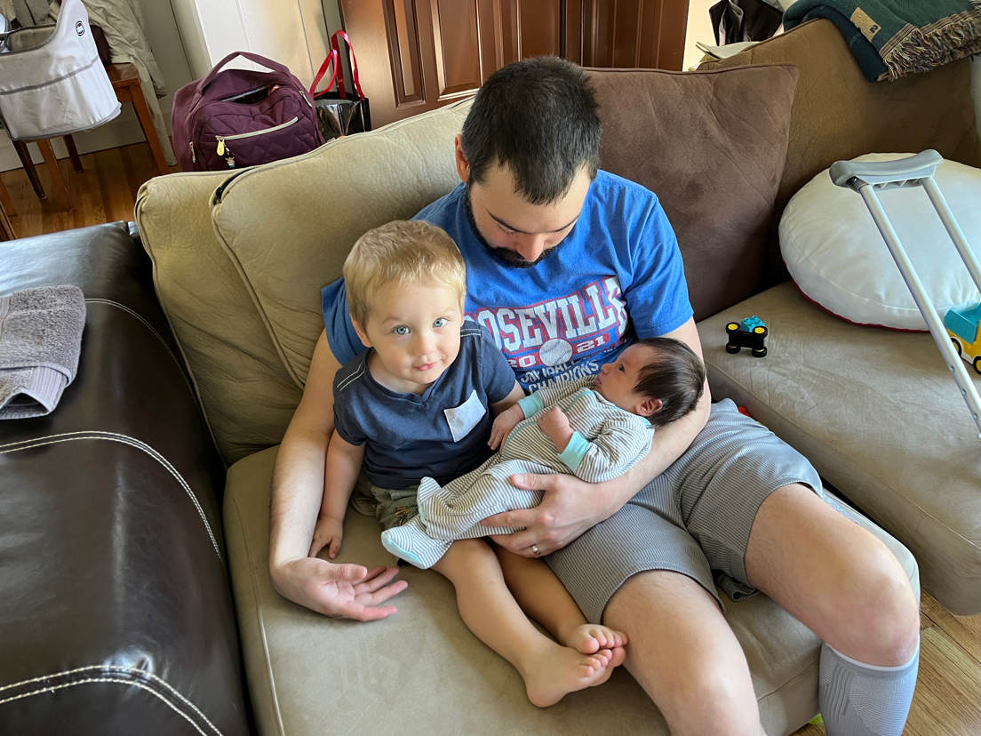 Still on crutches when #2 arrived