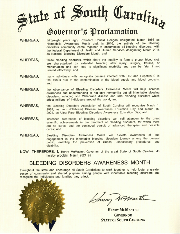 2024 State of South Carolina Proclamation