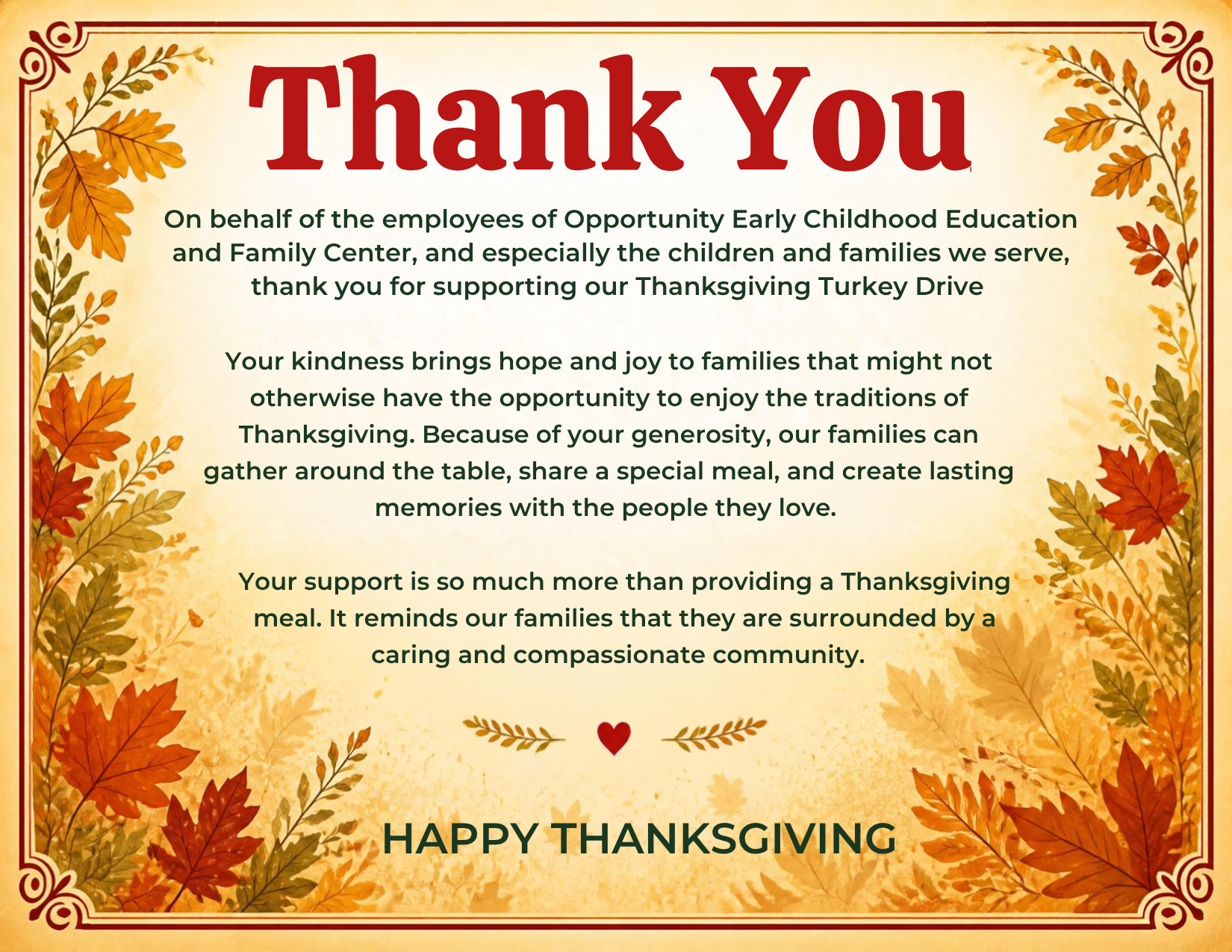2026 Thanksgiving Turkey Drive 