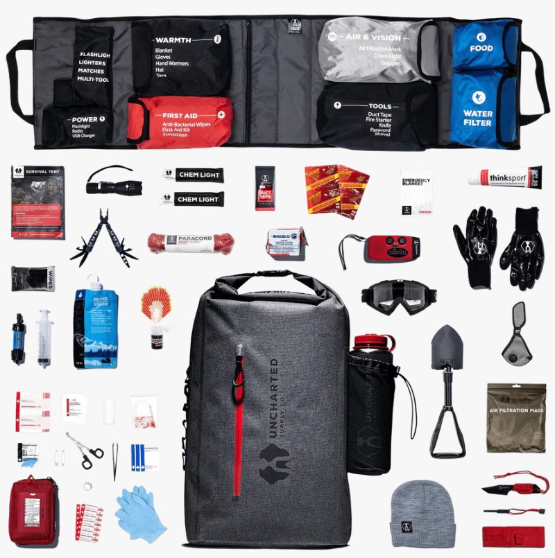 High-end, emergency survival gear package from Uncharted Supply Co. 