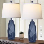 Set of 2 Rustic Resin Table Lamps w/ 3 adjustable Color Temperatures