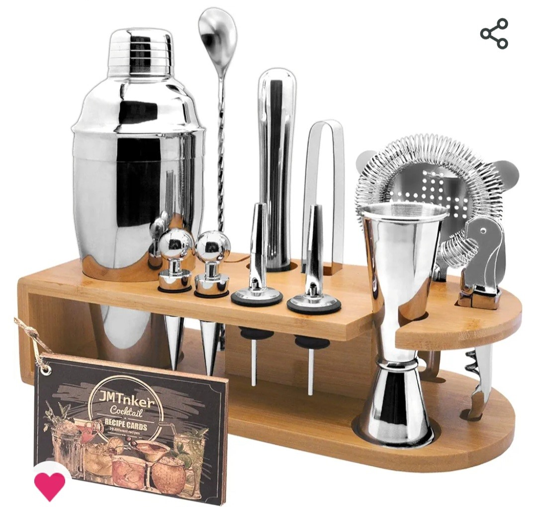 Cocktail Shaker Set w/ Stand Mixology Bartender Kit