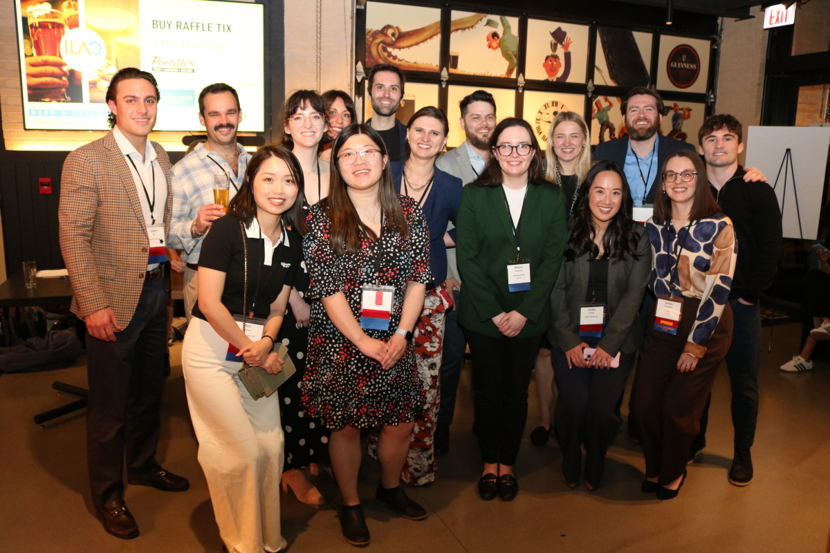 Members of Illinois Legal Aid Online (ILAO's) Young Professionals Board smile for the camera at the 2025 event.