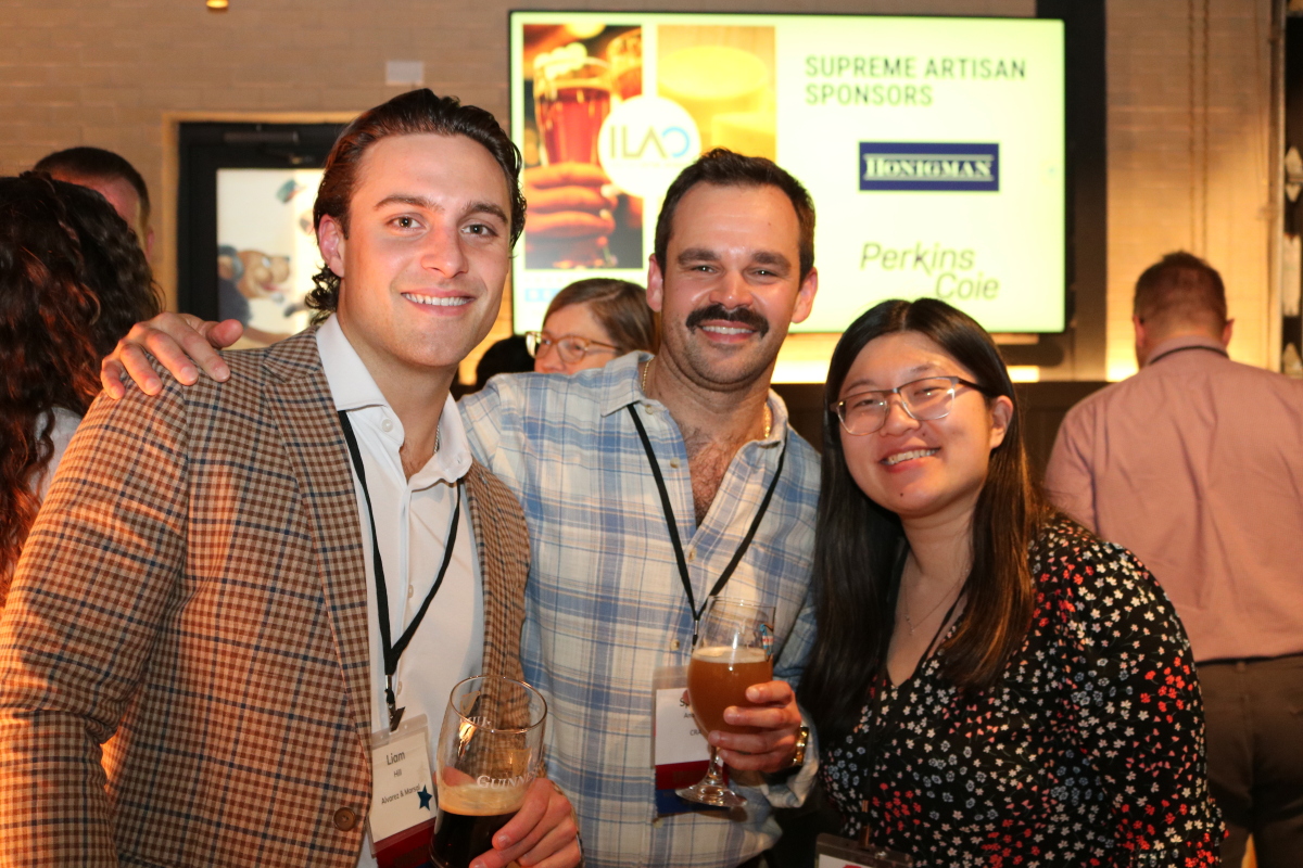 YPB members pause for a picture at the 2025 YPB Beer & Cheese event. 